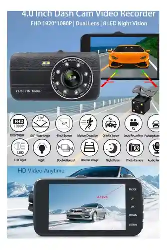 Dvr Camara Seguridad Para Vehículo Con Camara Trasera Full Hd 1080