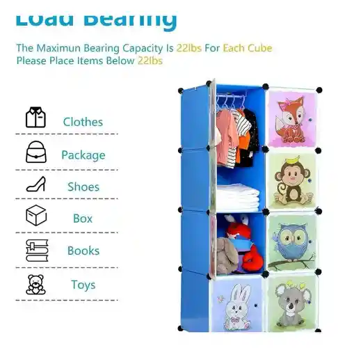 Organizador Para Juguetes Ropa Multifuncional Niños Armable Blue Innovo Home