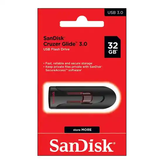 Memoria Usb Sandisk Cruzer Glide 3.0 32gb – Velocidad, Seguridad Y Diseño Retráctil