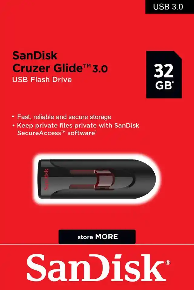 Memoria Usb Sandisk Cruzer Glide 3.0 32gb – Velocidad, Seguridad Y Diseño Retráctil