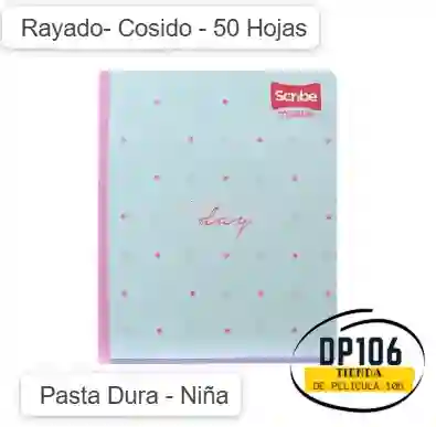 Cuaderno Rayado Cosido Niña 50 Hojas Pasta Dura