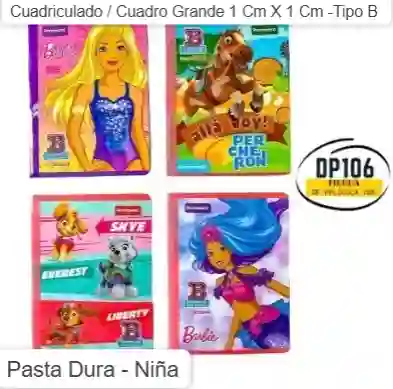 Cuaderno Cuadriculado / Cuadro Grande 1 Cm X 1 Cm Niña Tipo B Pasta Dura