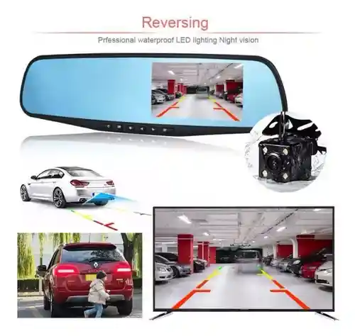 Dvr Espejo Con Camara Seguridad Para Vehículo Con Camara Trasera Full Hd