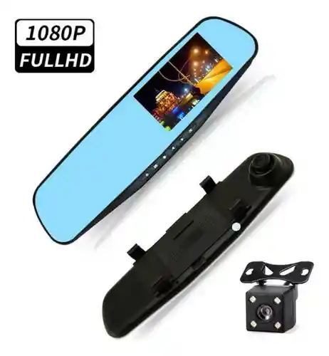 Dvr Espejo Con Camara Seguridad Para Vehículo Con Camara Trasera Full Hd