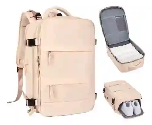 Maleta Morral Para Laptop Puerto Usb Viajero Práctico Amaz Beige Innovo