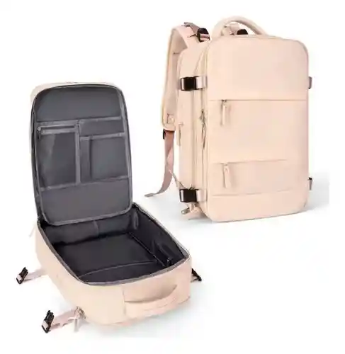 Maleta Morral Para Laptop Puerto Usb Viajero Práctico Amaz Beige Innovo