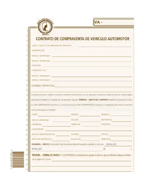 Contrato De Compraventa De Vehículo Automotor Minerva - Legis