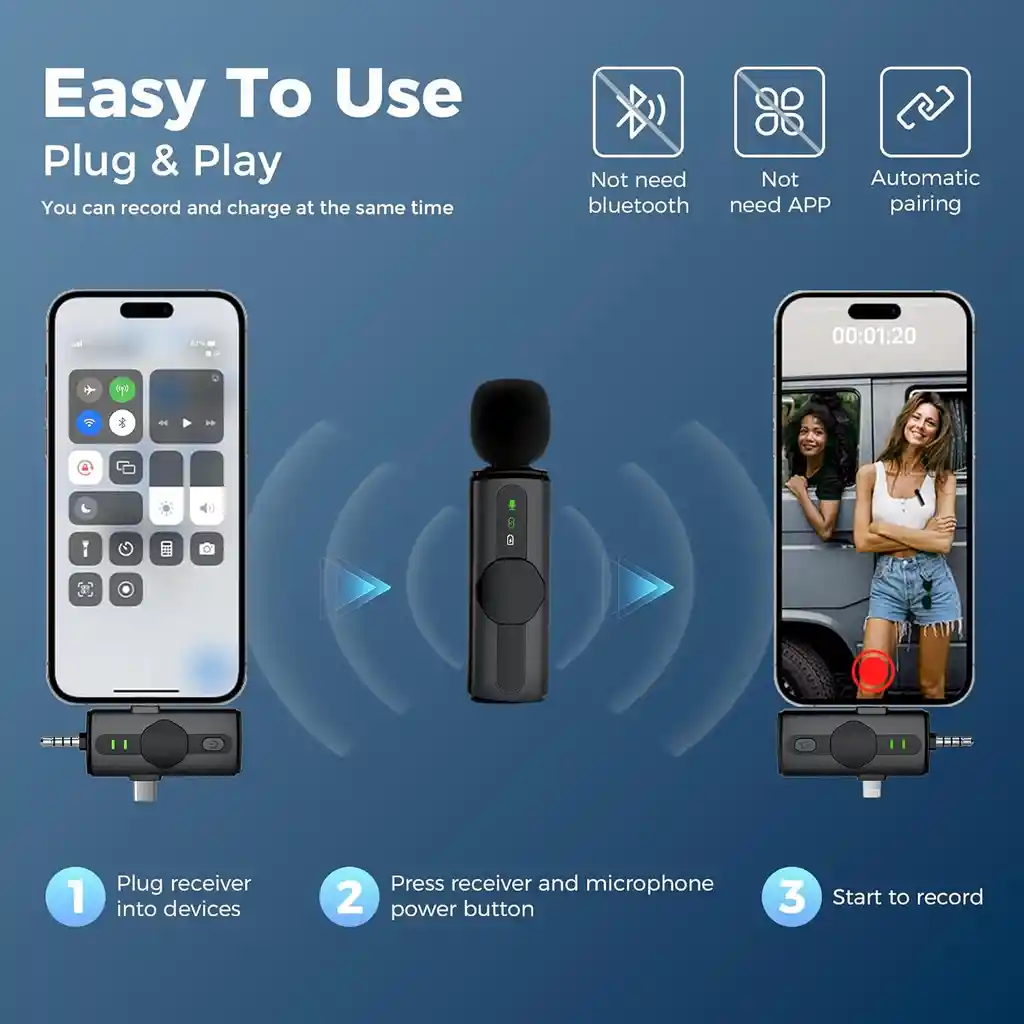 Microfonos Inalambrico Solapa Para Celular Iphone Ipad Camar