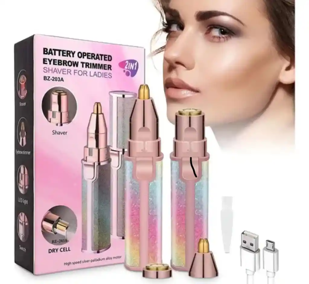 Recortadora De Cejas 2 En 1 Para Mujeres – Eléctrica, Portátil Y Recargable