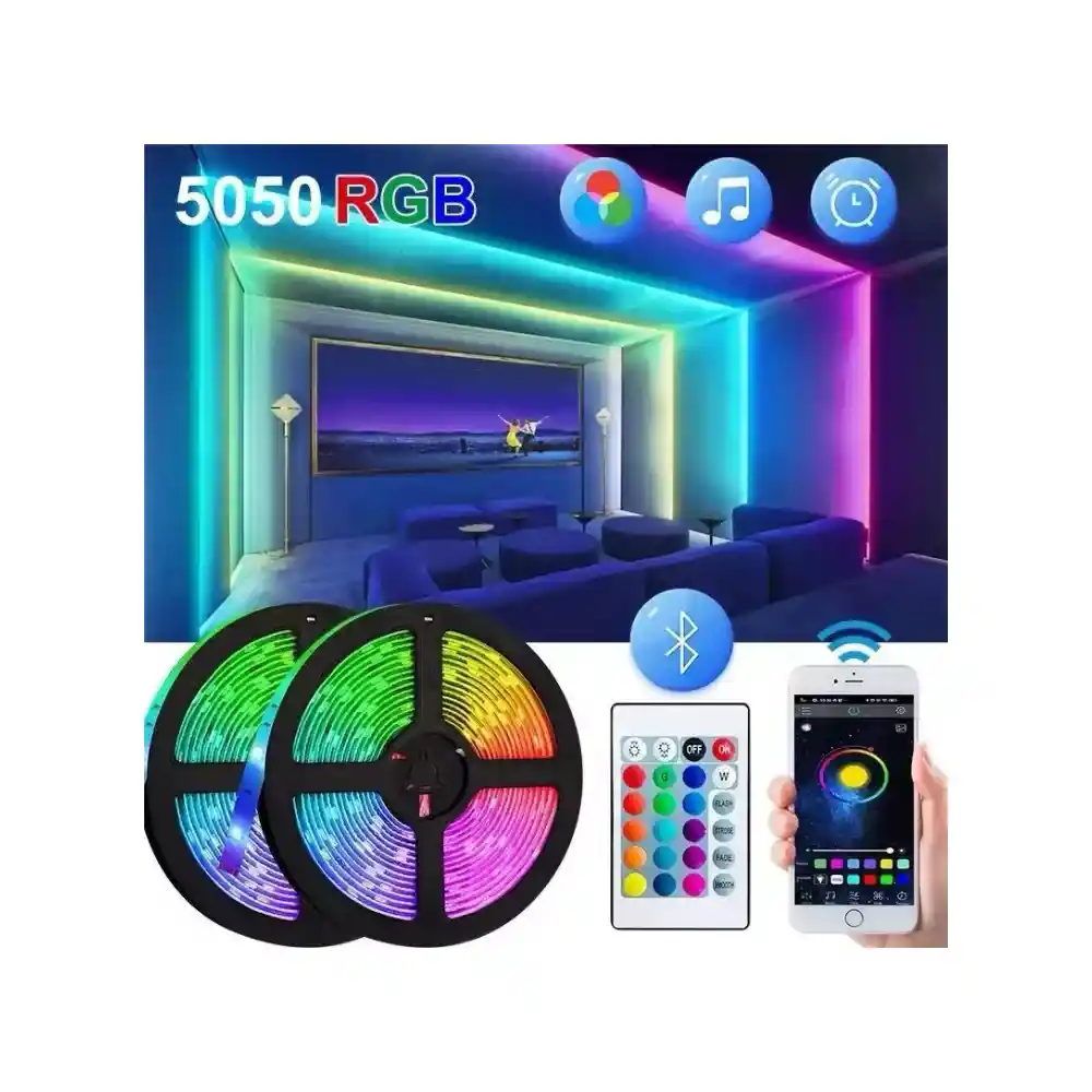 Cinta Led Multicolor Rgb Luz 5 Mts Bluetooth Con App Control