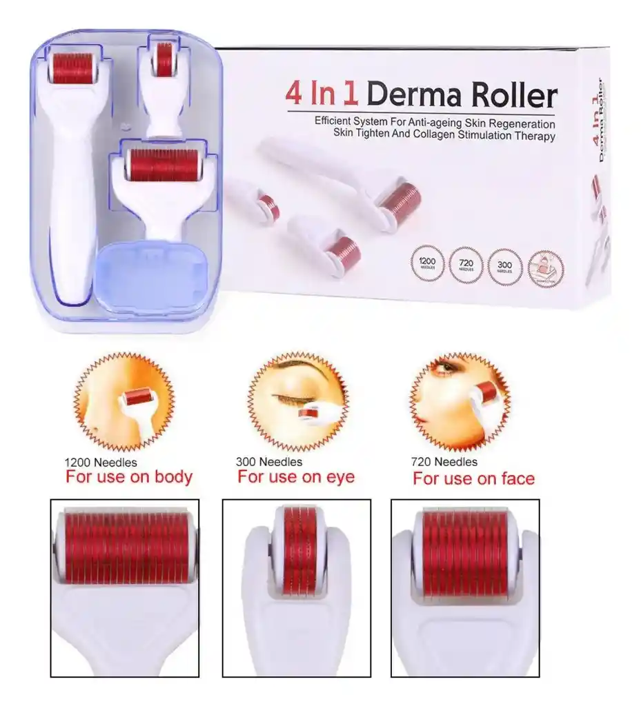 Derma Roller Kit 4 En 1 Rodillos Facial