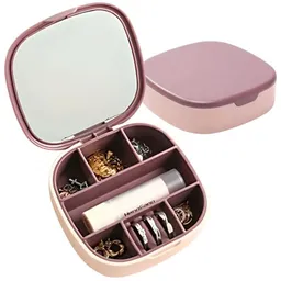Joyero Duro Organizador Con Espejo Portátil
