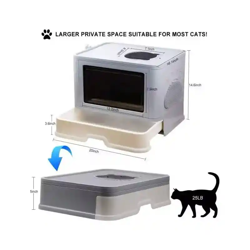 Caja De Arena Arenero Para Gatos Grande Plegable Hogar Con Puerta Fácil Limpieza