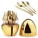 Juego De Cubiertos 24pcs Acero Inoxidable Gold Estuche Huevo Color Dorado