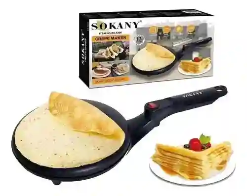 Maquina Eléctrica Crepes Sokany Antiadherente Multifunción