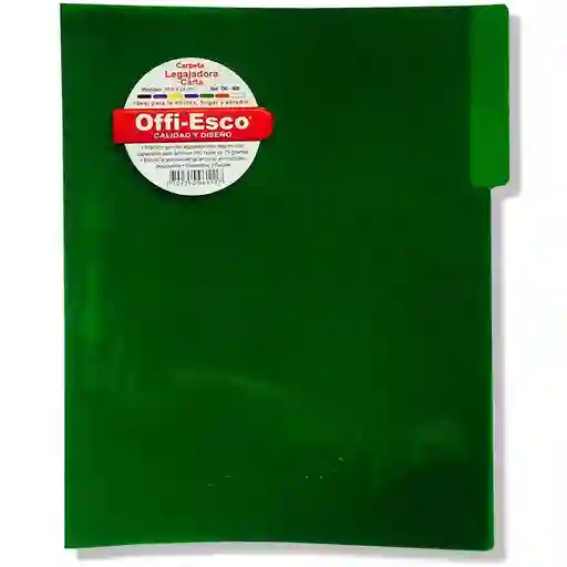 Carpeta Plástica Verde Tamaño Carta