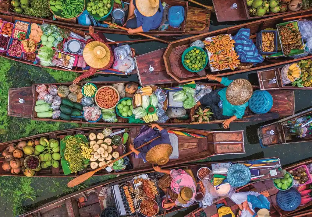 Rompecabezas 1000 Piezas Mercado Flotante Tailandia