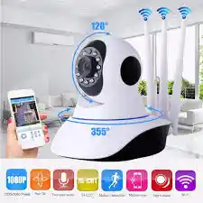 Cámara Robótica Seguridad Wifi 3 Antenas 1080p Micro Audio