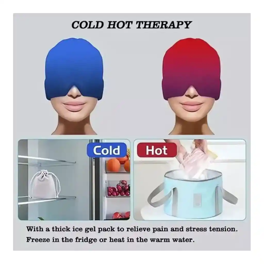Gorro Gel Alivio Migraña Dolor Cabeza Compresa Frio O Caliente