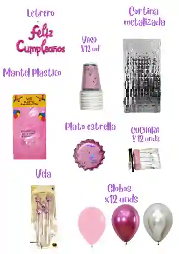 Kit De Fiesta Mariposa Rosado Y Fucsia