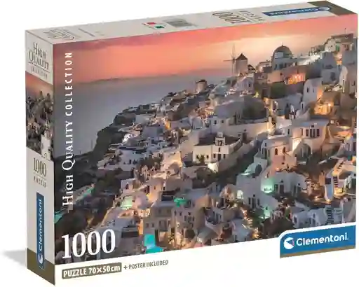 Rompecabezas 1000 Piezas Santorini Grecia Clementoni Adultos