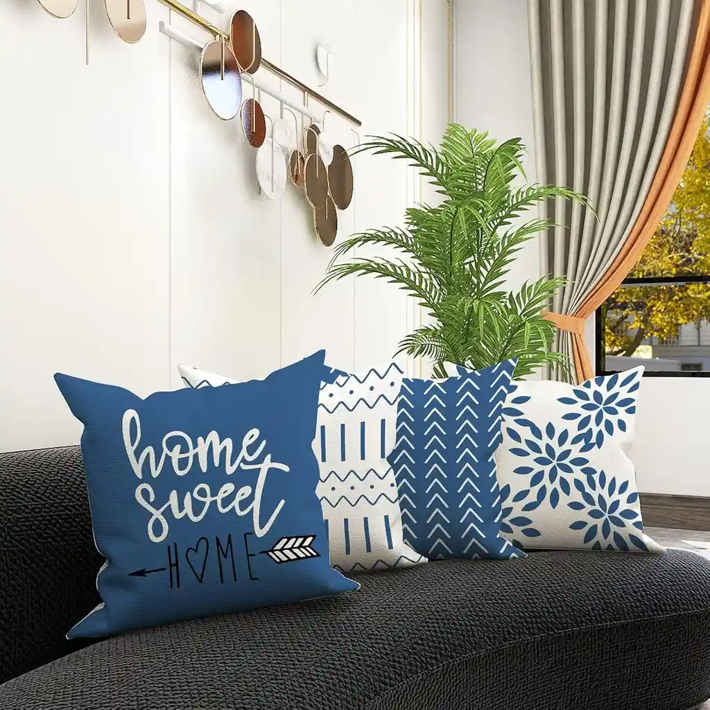 Forro De Cojines X4 Fundas 45x45 Cm Sofá Diseño Estampado