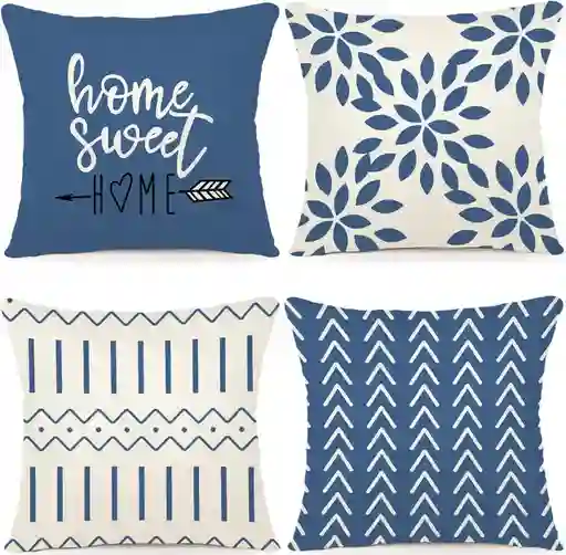Forro De Cojines X4 Fundas 45x45 Cm Sofá Diseño Estampado