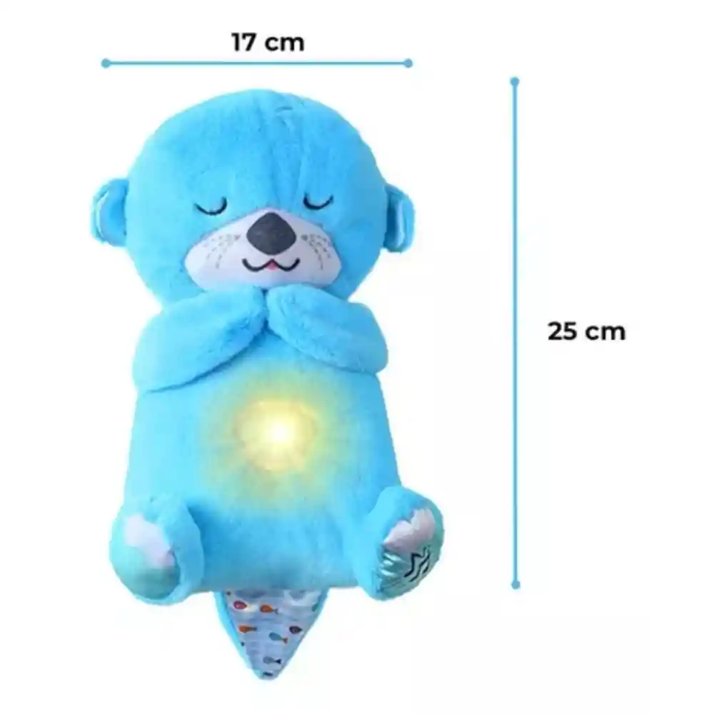 Peluche Nutria Musical Con Movimientos Y Luces Para Bebés Color Azul