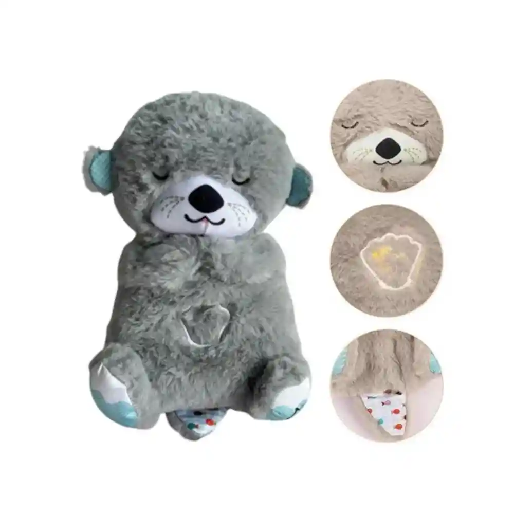 Peluche Nutria Musical Con Movimientos Y Luces Para Bebés Color Gris
