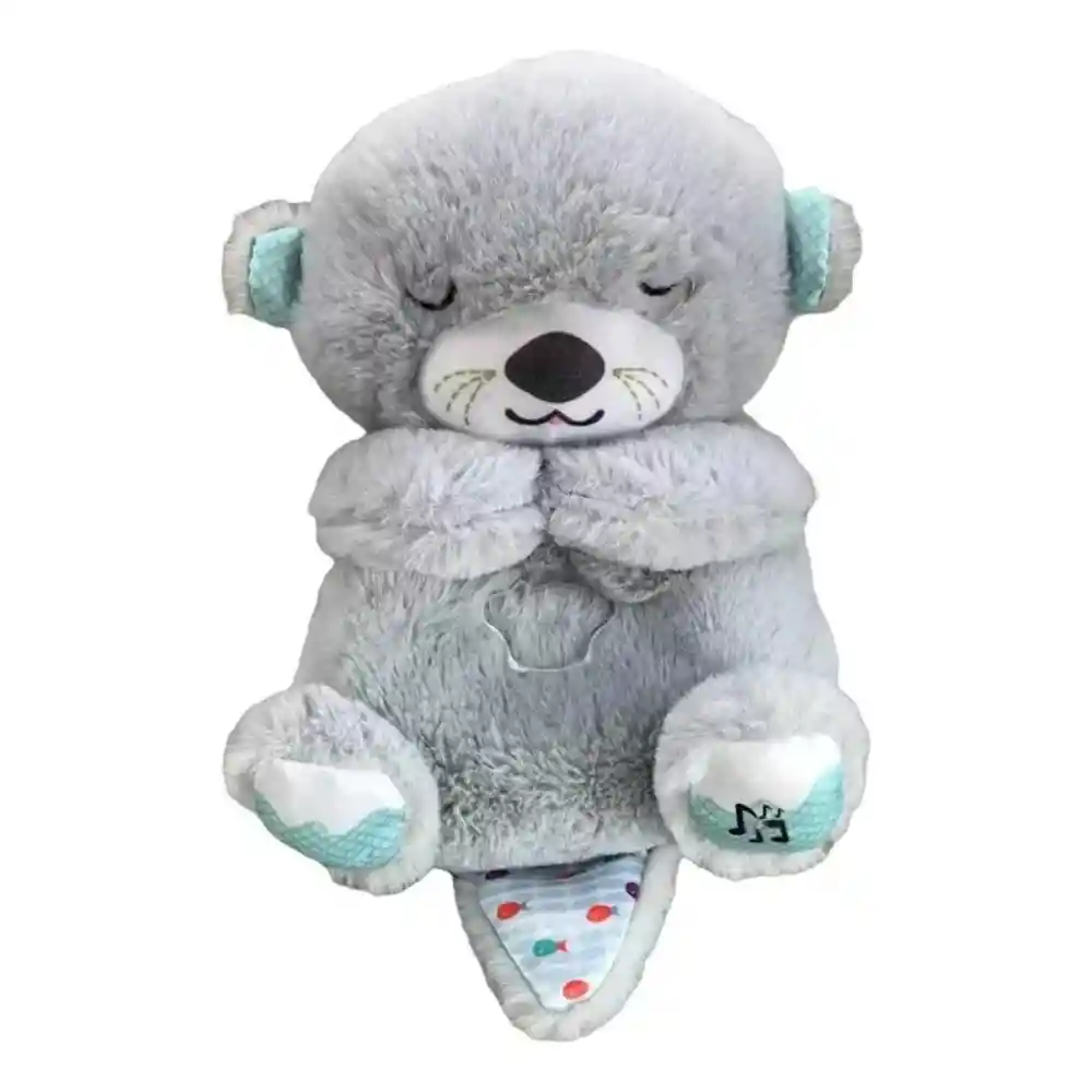 Peluche Nutria Musical Con Movimientos Y Luces Para Bebés Color Gris