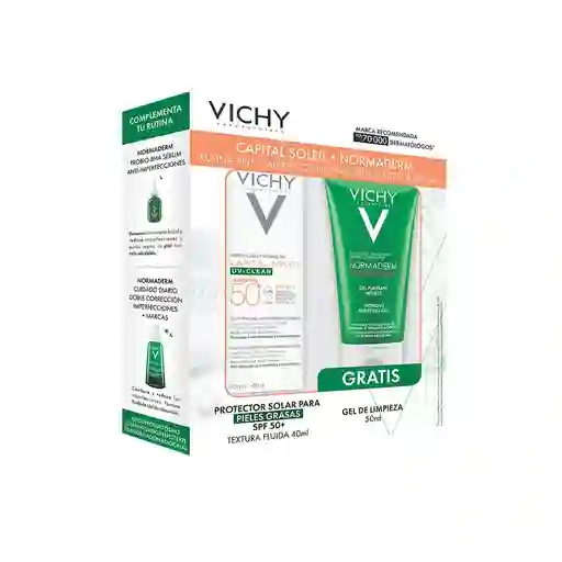 Kit Capital Soleil Uv Clear + Gel De Limpieza Normaderm - Vichy