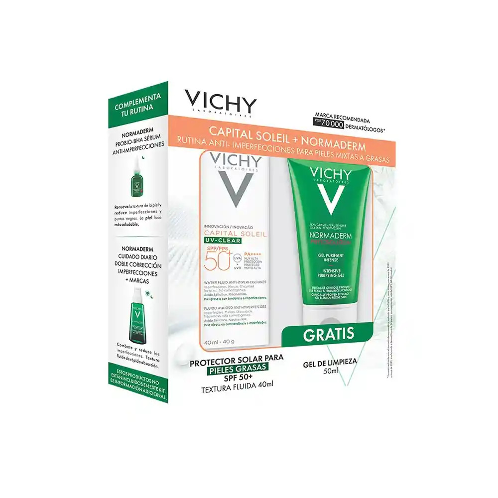 Kit Capital Soleil Uv Clear + Gel De Limpieza Normaderm - Vichy