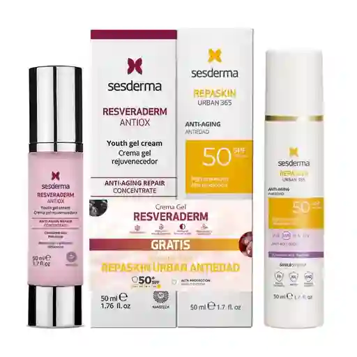 Crema Gel Resveraderm Gratis Protector Solar Repaskin Urban Antiedad - Sesderma