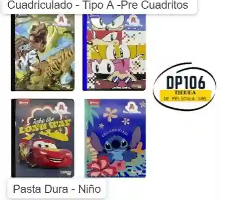 Cuaderno Cuadriculado Niño Tipo A Pre Cuadritos Pasta Dura