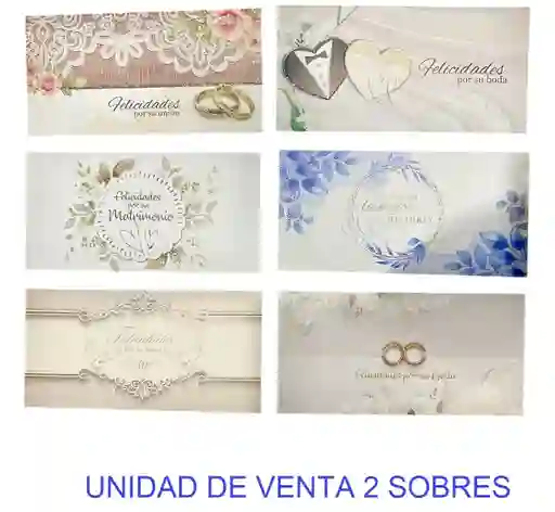 Lluvia De Sobres Matrimonio Diseños Surtidos Primavera X 2 Unidades