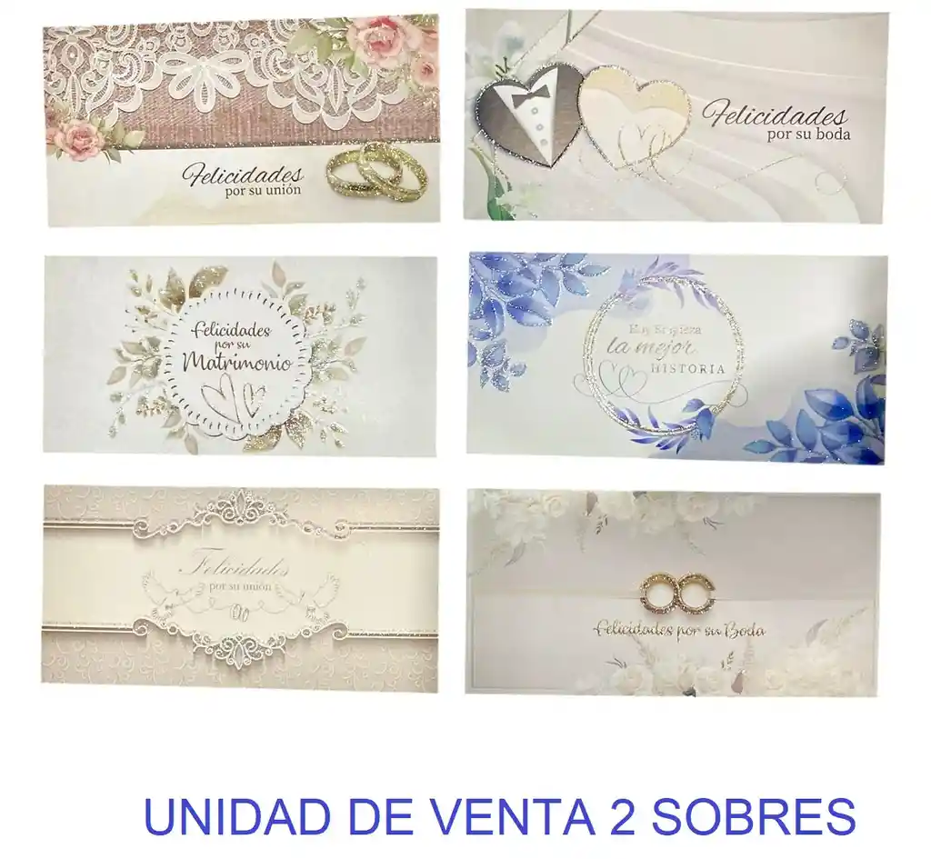 Lluvia De Sobres Matrimonio Diseños Surtidos Primavera X 2 Unidades