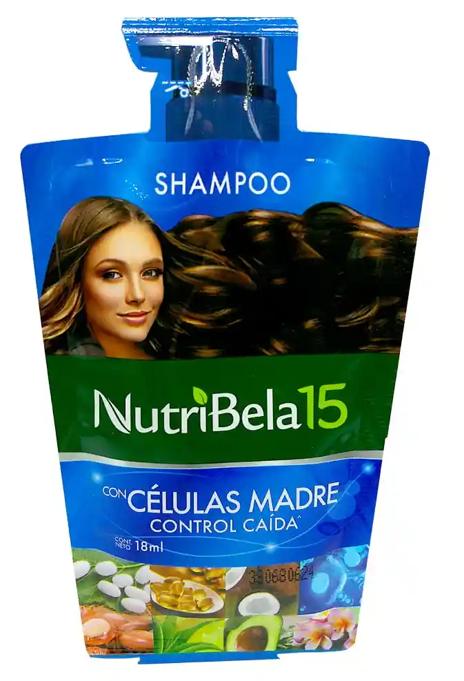 Sobre De Shampoo, Nutribela 15, Celulas Madre, Control Caida - 18ml