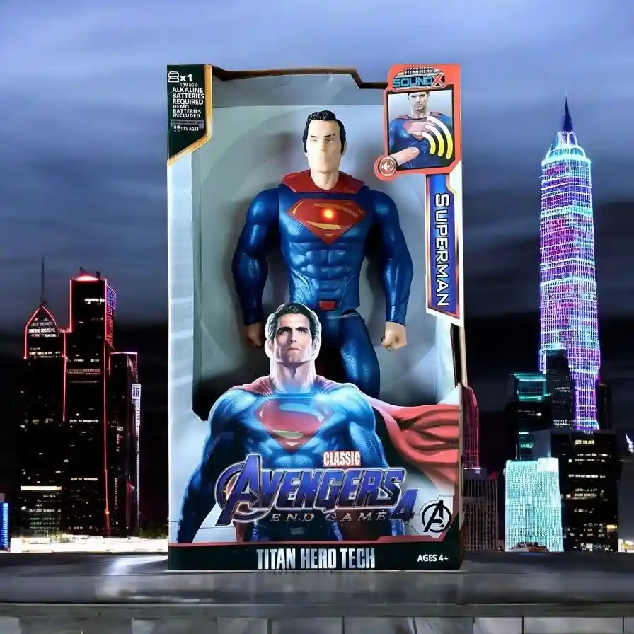 Muñeco Figura Super Héroe Superman Articulado Avengers De 30 Cm Con Sonido Y Luz
