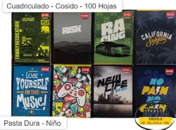 Cuaderno Cuadriculado Cosido Niño 100 Hojas Pasta Dura