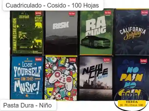 Cuaderno Cuadriculado Cosido Niño 100 Hojas Pasta Dura