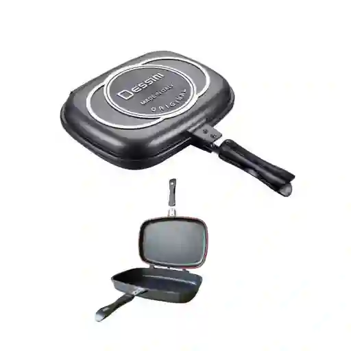 Sartén Doble Parrilla 32 Cm Antiadherente Dual Grill Dessini Italiano Con Repuesto Caucho