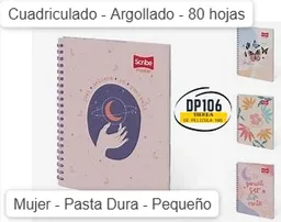 Cuaderno Cuadriculado Argollado Mujer Pasta Dura