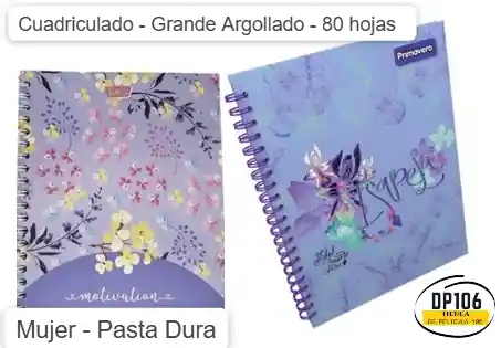Cuaderno Cuadriculado Grande Argollado Mujer Pasta Dura