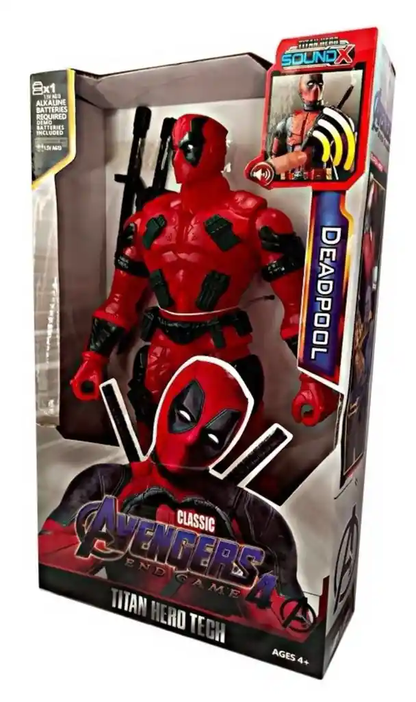 Muñeco Figura Super Heroe Deadpool Articulado 30 Cm Luces Y Sonidos
