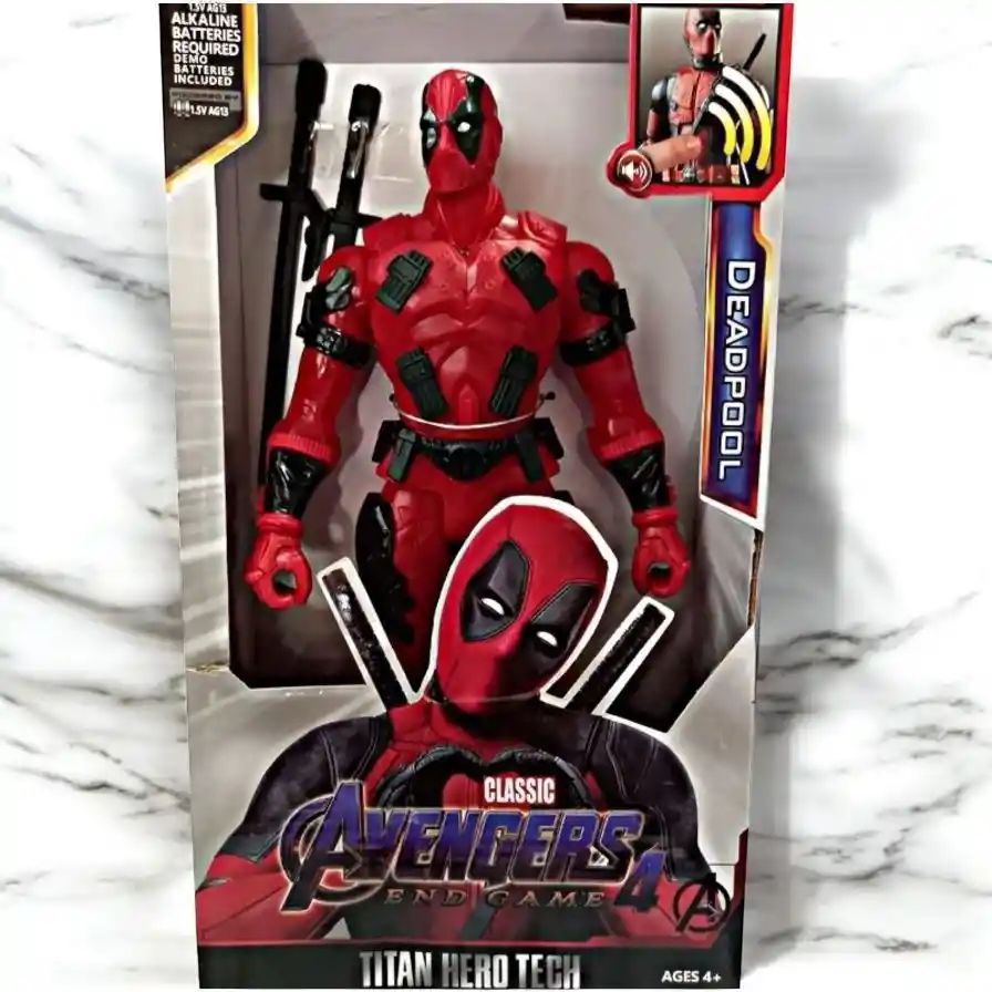 Muñeco Figura Super Heroe Deadpool Articulado 30 Cm Luces Y Sonidos