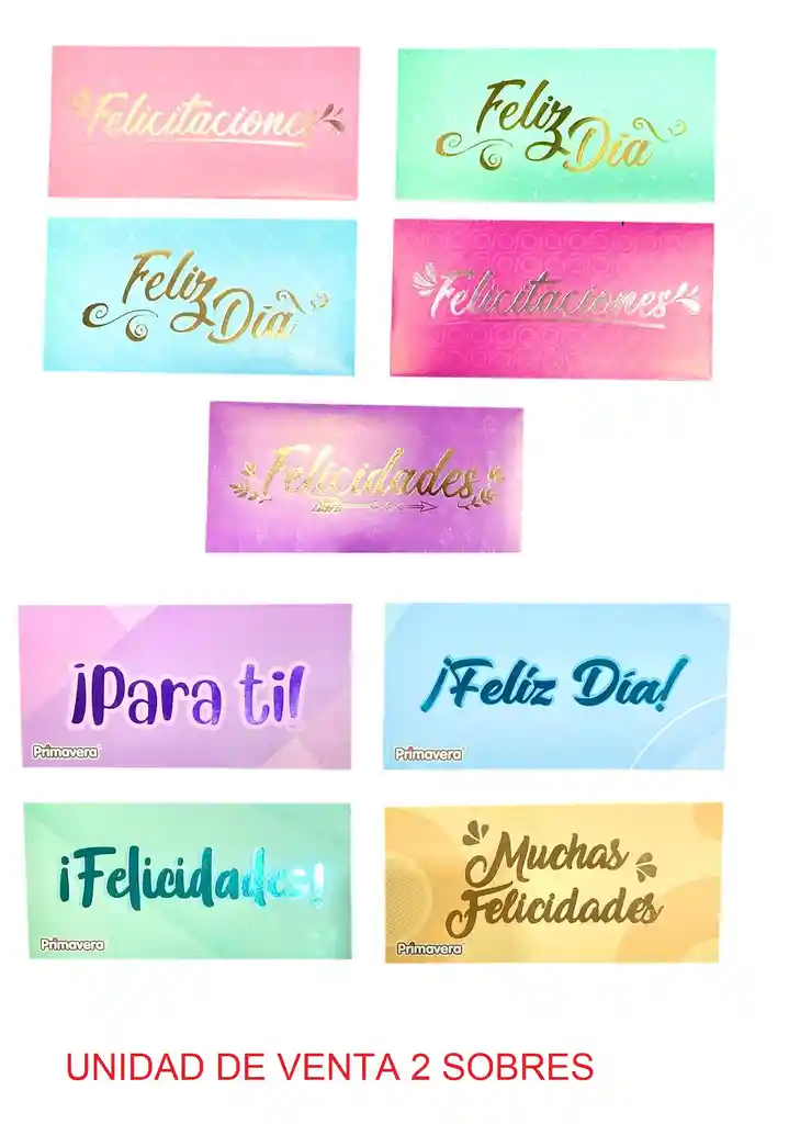 Lluvia De Sobres Toda Ocasion Colores Pastel Surtidos X 2 Unidades