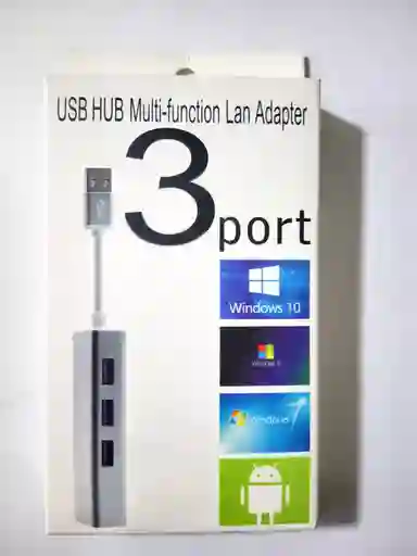 Usb Hub 3 Puertos + Adaptador De Red Lan | Compatible Con Windows Y Android