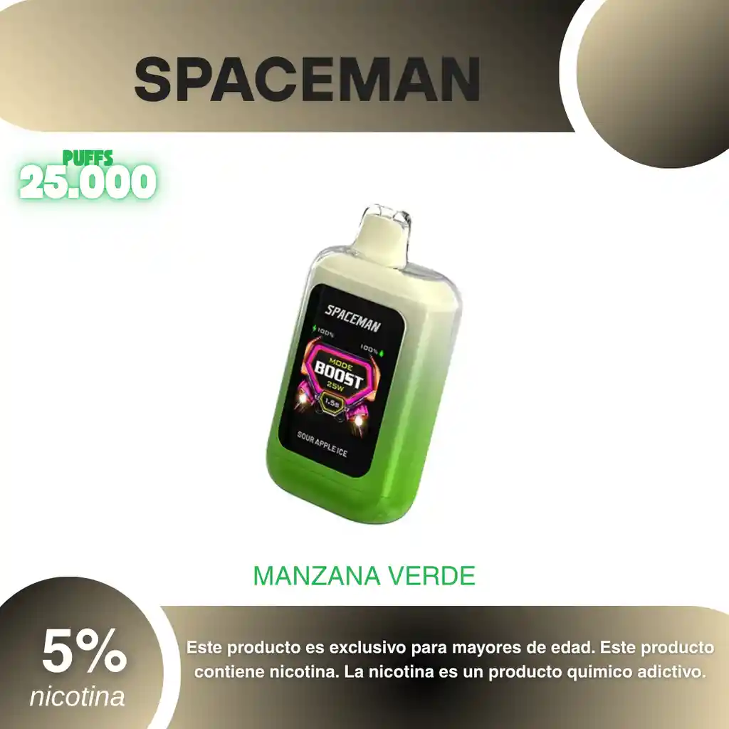 Spaceman Nebula 25.000 Pufs, Sour Apple Ice 5%