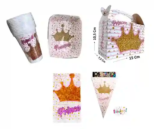 Kit Vasos Platos Mantel Banderine Caja Dulcera Princes