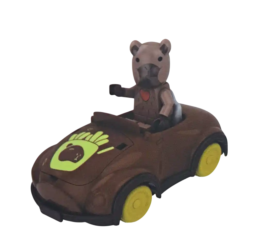 Set Carro Muñeco Capibara Niños Convertible Impulso 9cm